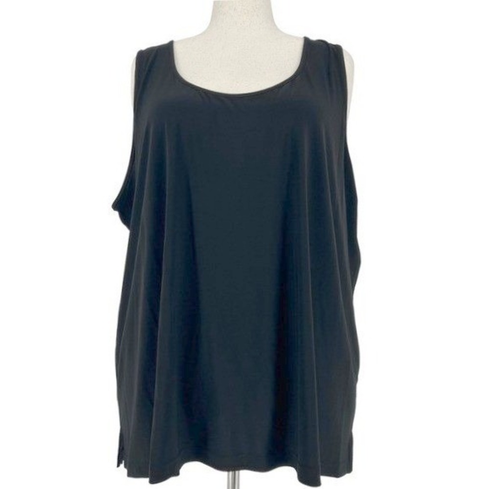 Womens Plus Size Tank Top Black Scoop Neck Minimalist Alain Weiz 3X